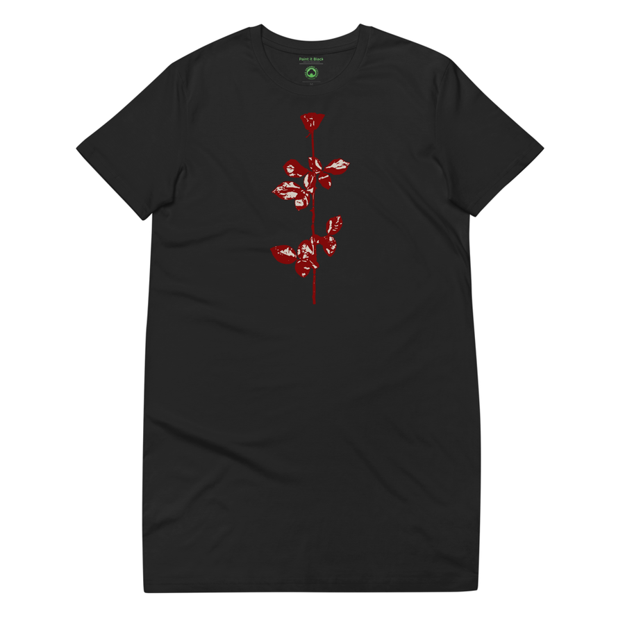 Violator rose womens organic cotton  t-shirt dress | Paint it Black