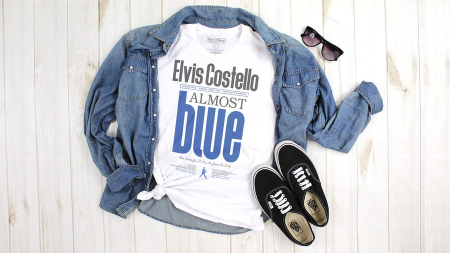 Mens T-Shirt, Unisex tee, Elvis Costello, Almost Blue Tour almost 1982 | Paint It Black Shop Online